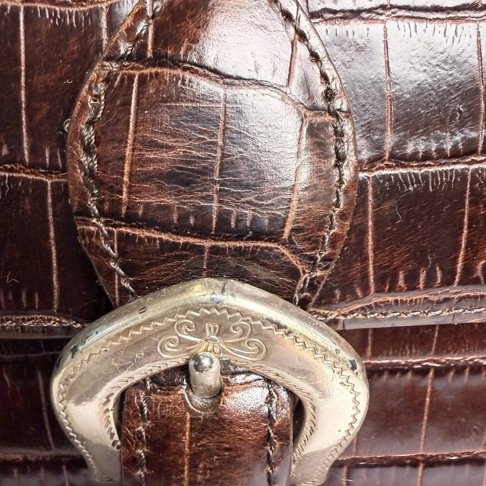 Vtg Brighton Brown Leather Braided Strap Purse Western Chic Coastal Cowgirl